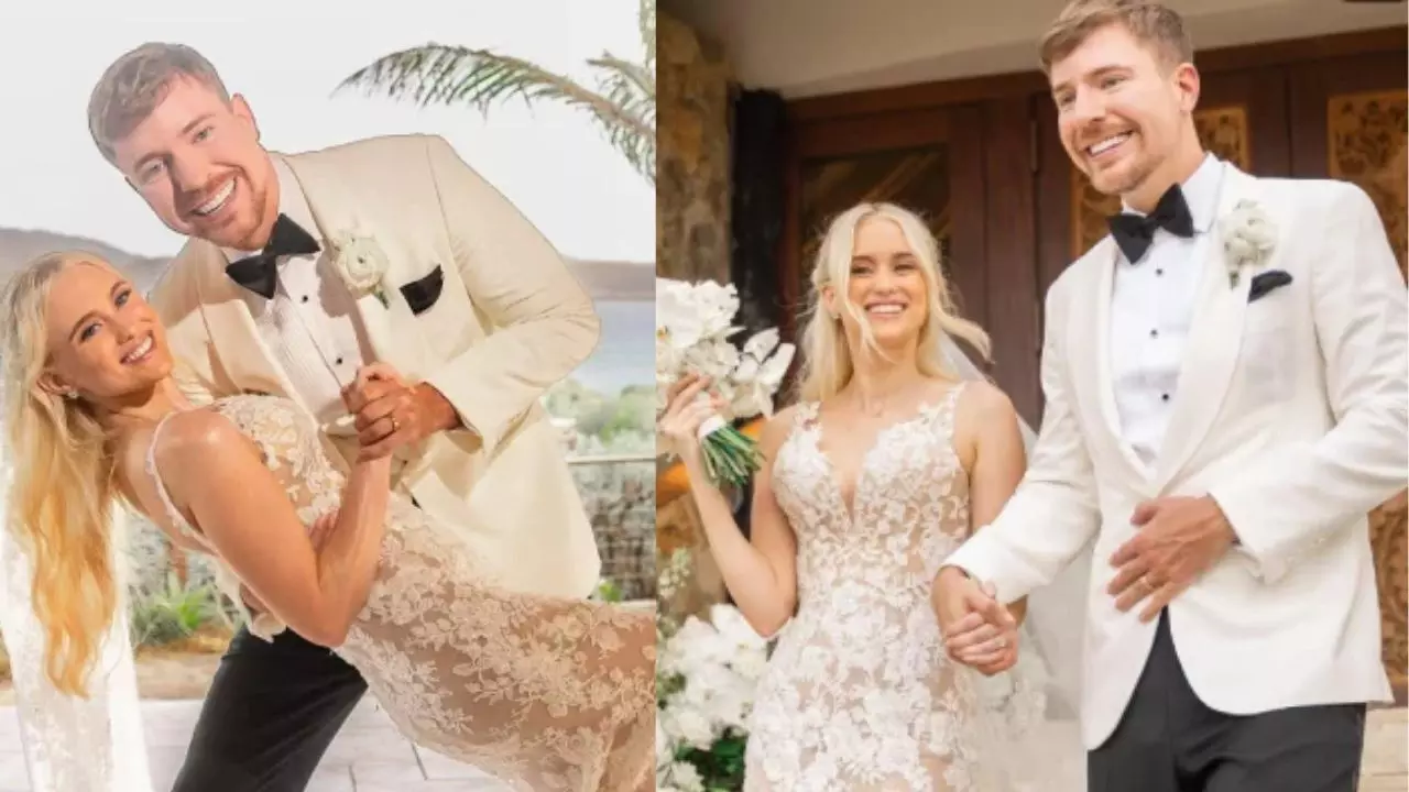 MrBeast Wedding: यूट्यूबर मिस्टर बीस्ट ने गर्लफ्रेंड थिया बोयसेन संग रचाई शादी, तस्वीरें हुईं वायरल MrBeast Wedding: यूट्यूबर मिस्टर बीस्ट ने गर्लफ्रेंड थिया बोयसेन संग रचाई शादी, तस्वीरें हुईं वायरल