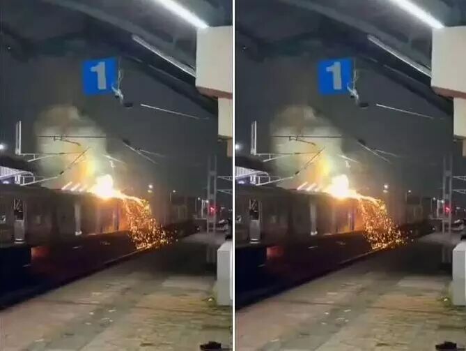 Dakshineswar Railway Station: दक्षिणेश्वर रेलवे स्टेशन पर बड़ा हादसा टला, ट्रेन पर अचानक गिरा ओवरहेड बिजली का तार, चिंगारी देख मची अफरा तरफी, Video वायरल