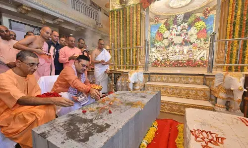 Rajasthan : जयपुर में गुप्त वृंदावन धाम पहुंचे CM भजनलाल, राधा-कृष्ण शिला का किया पूजन