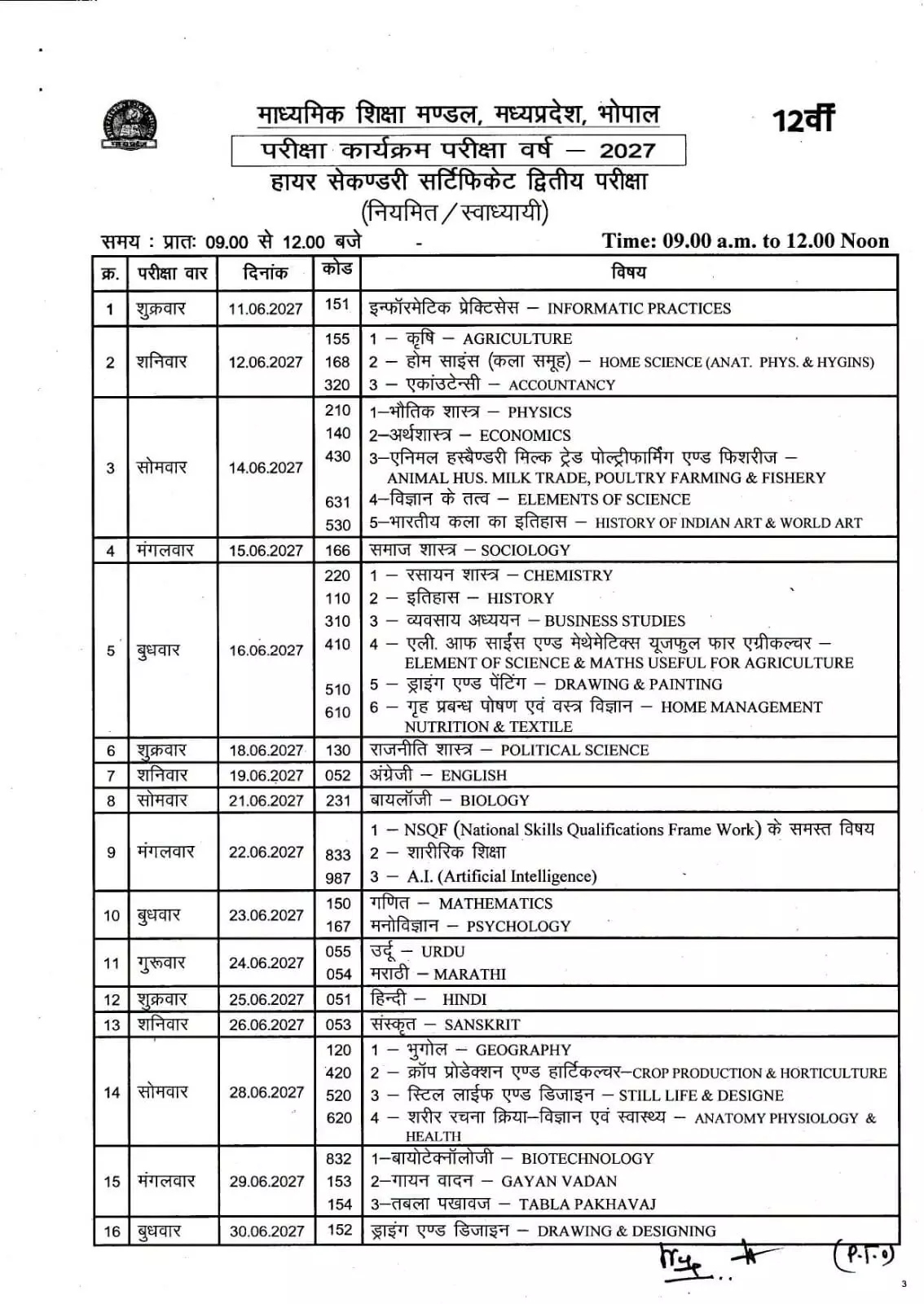 35645-4 MP Board Exam 2027: 10वीं-12वीं बोर्ड परीक्षा का टाइम टेबल जारी, जानें कब से शुरू होंगी परीक्षाएं