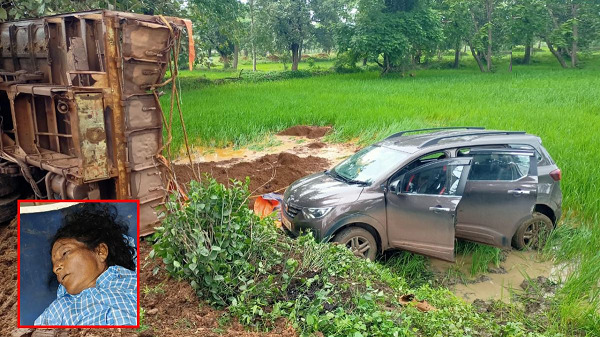 CG News : ओवरटेक के चक्कर में बेकाबू हुआ ट्रक, खेत में मवेशी निकाल रही महिला की मौत, 2 कार सवार घायल