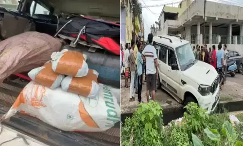 Raipur City News : नाली में फंसी स्कॉर्पियो तो खुला गांजा तस्करी का राज, 5 क्विंटल गांजा बरामद