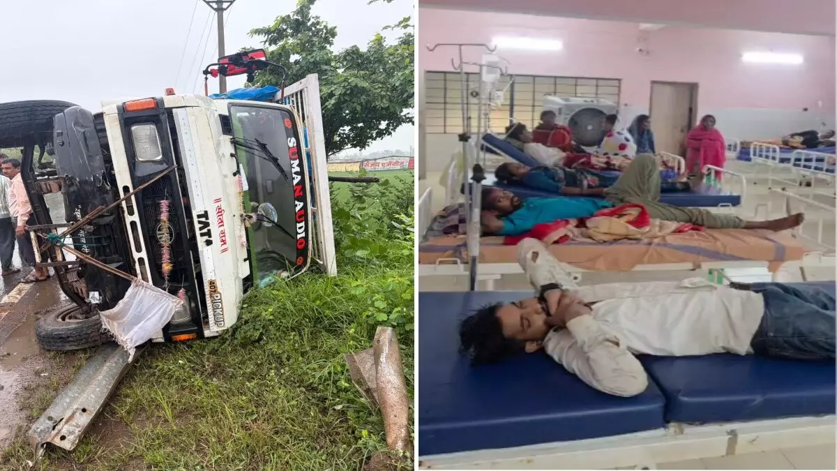 37704-baloda-bazar-accident CG Accident : श्रद्धालुओं से भरी माजदा पलटी, महिला-बच्चों समेत 27 घायल