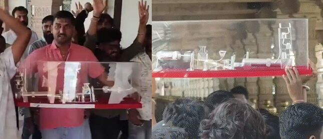 सांवलिया सेठ को चढ़ाया 1.2 किलो चांदी का सीमेंट प्लांट, 40 KM पैदल चलकर मंदिर पहुंचा कारोबारी