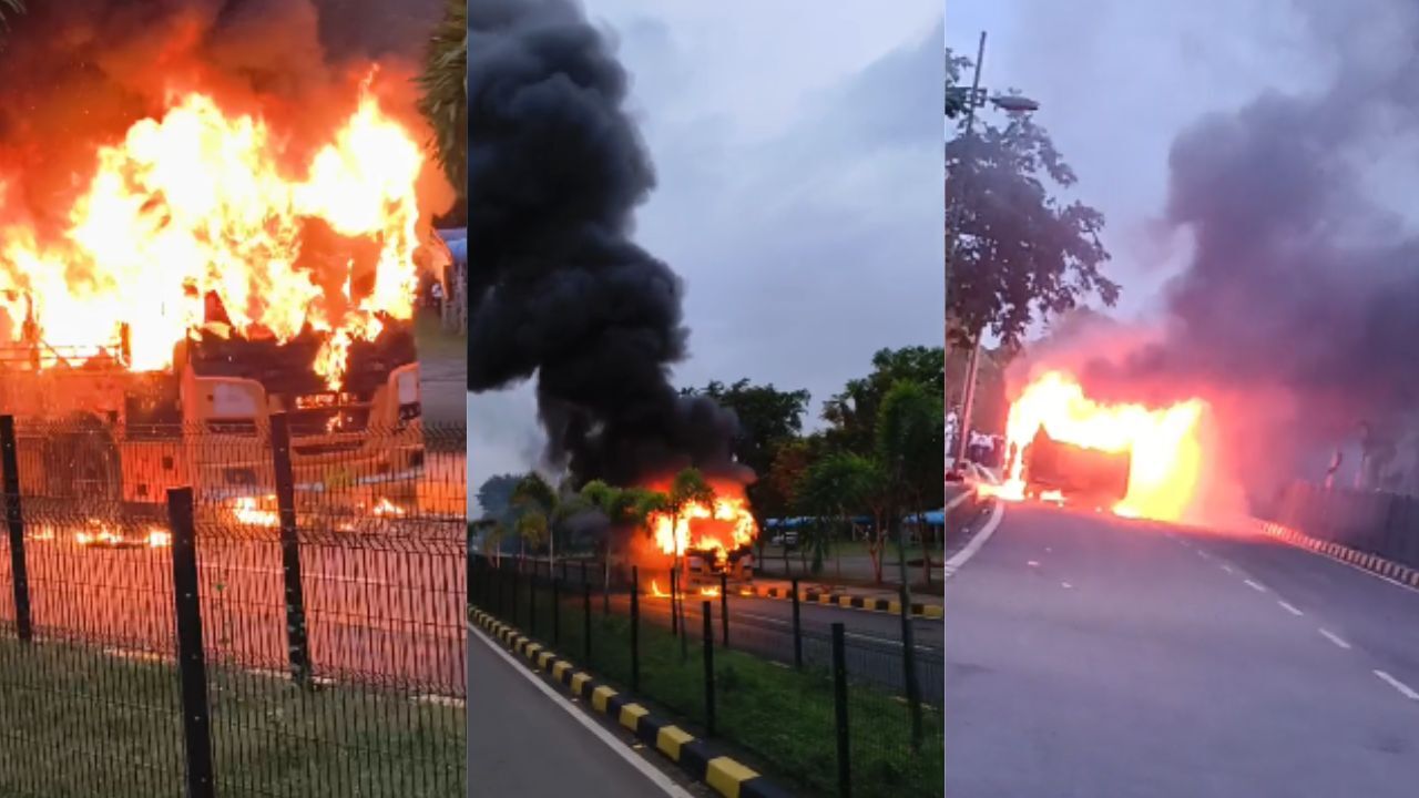 Breaking : नवा रायपुर में मंत्रालय कर्मचारियों की बस में लगी भीषण आग, 30 से ज्यादा कर्मचारियों ने कूदकर बचाई जान