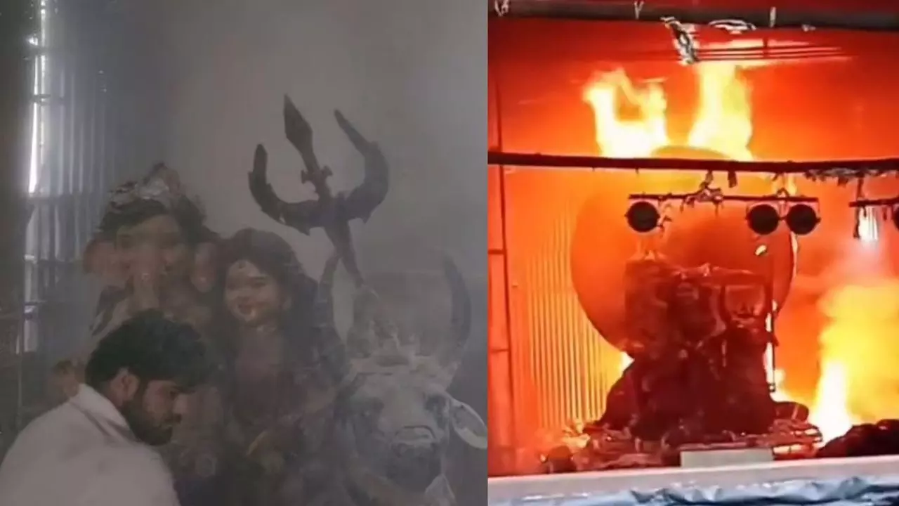 40068-ujjain-ganesh-pandal-fire Ujjain Ganesh Pandal Fire: गणपति पंडाल में भीषण आग, 11 फीट की गणेश प्रतिमा खंडित; बाल-बाल बचे श्रद्धालु