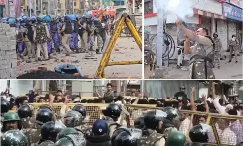सड़क चौड़ीकरण को लेकर उज्जैन में तनाव, पथराव के बाद पुलिस ने छोड़े आंसू गैस के गोले, भारी पुलिस बल तैनात
