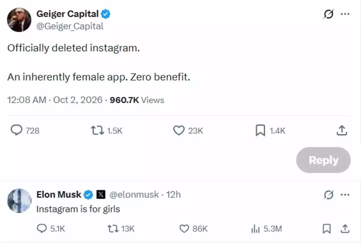 40971-elon-musk- एलन मस्क बोले- ‘इंस्टाग्राम लड़कियों के लिए है’: पोस्ट पर कमेंट के बाद सोशल मीडिया पर बहस, यूजर्स ने पूछा- फिर X किसके लिए?