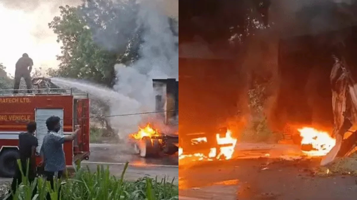 UP Accident : आगरा-अलीगढ़ हाईवे पर कंटेनर-डंपर की भिड़ंत के बाद भड़की आग, चालक-क्लीनर जिंदा जले