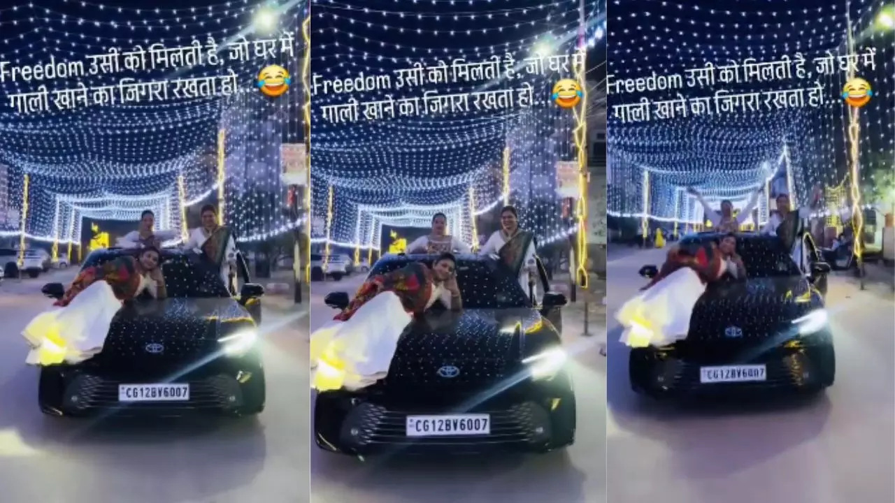 42508-f3b30406-7e12-420b-8f69-9ca6ccf064fa CG News : चलती कार में खतरनाक स्टंटबाजी, कोई दरवाजे पर लटकी तो कोई बोनट पर लेटी, VIDEO वायरल होते ही पुलिस ने दर्ज की FIR