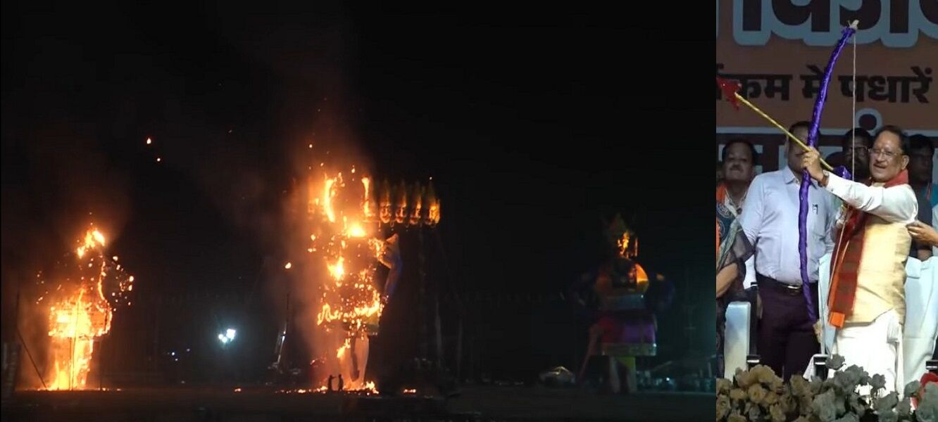 Raipur City News: CM साय ने WRS मैदान में किया 101 फीट के रावण का दहन, बोले – मन के क्रोध और अहंकार रूपी रावण को भी मारें